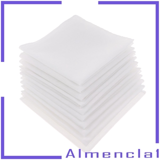 ราคา( Almencla1 ) ผ้าเช็ดหน้าผ้าฝ้าย 100 % สีขาวสําหรับผู้ชาย 10 ชิ้น