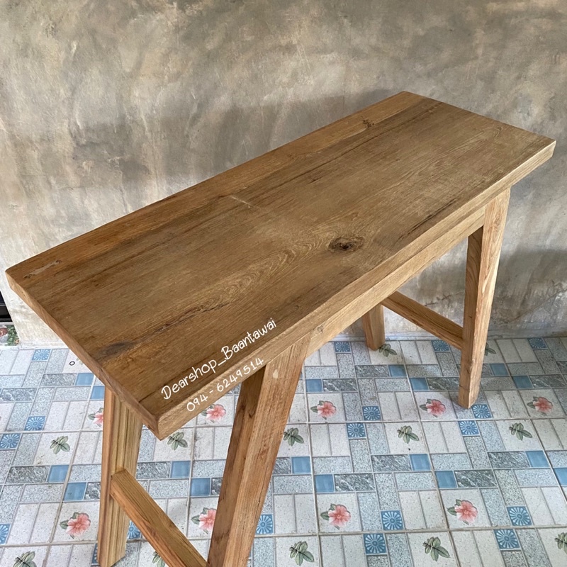โต๊ะไม้สักเก่า-โต๊ะบาร์-กว้าง-35-x-ยาว-92-x-สูง-80-cm
