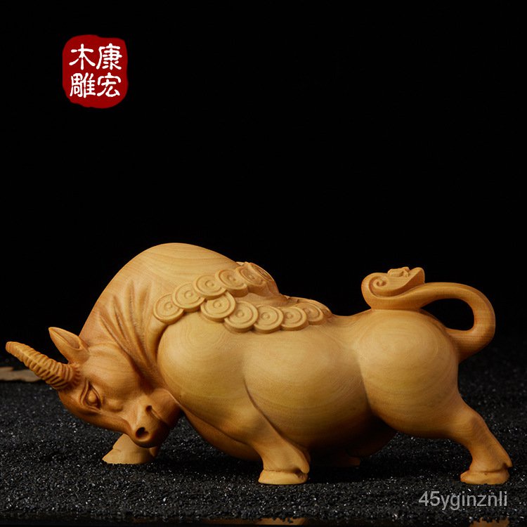 yueqing-boxwood-kanghong-ไม้แกะสลัก-wangniu-สัตว์ไม้งานฝีมือตกแต่งบ้านรถของขวัญ-4czj