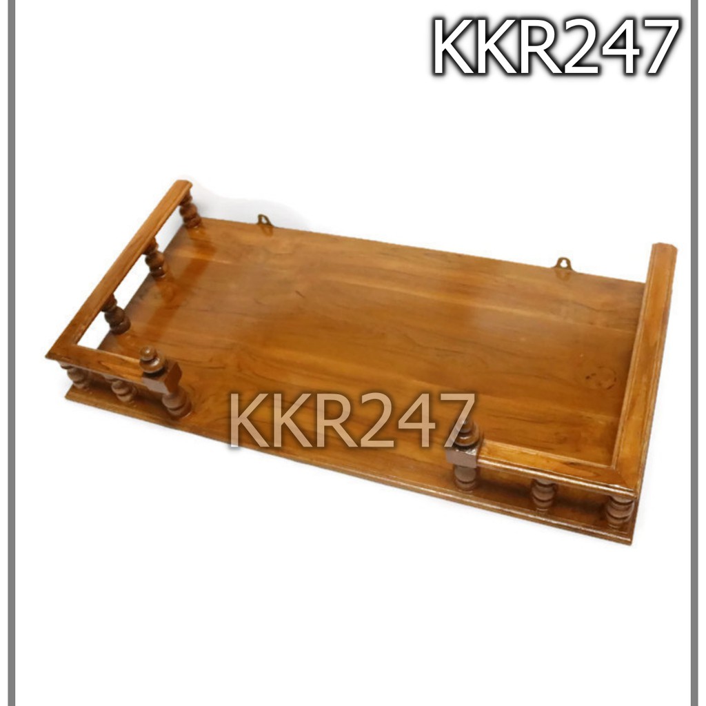 kkr247-หิ้งพระไม้สัก-เหลี่ยม-หิ้งวางพระติดผนัง-ขนาด-70-36-ซม-สีย้อม