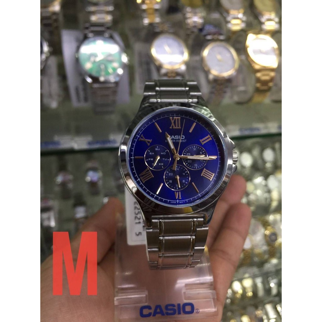 ของแท้-ประกันศูนย์-1-ปี-นาฬิกาผู้ชาย-casio-รุ่น-mtp-v300d-กล่อง-คู่มือ-ใบรับประกัน-ครบ