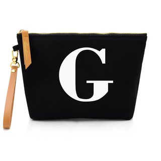 กระเป๋าผ้าลายอักษร ALPHABET CLUTCHES POUCH BLACK “G”