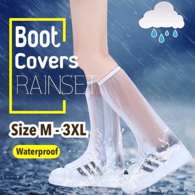 ราคาและรีวิวพร้อมส่ง  รองเท้ากันฝน ️ ถุงหุ้มรองเท้า ถุงคลุมรองเท้ากันน้ำ Size M -3XL แบบยาว
