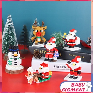 Christmas บล็อกตัวต่อนาโน รูปซานตาคลอส กวาง สโนว์แมน ของขวัญคริสต์มาส DIY ของเล่นสําหรับเด็ก