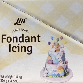 น้ำตาลฟองดอง น้ำตาลคลุมเค้ก ลิน Lin Fondant แบบกล่อง 1.5 กก 6 ถุง