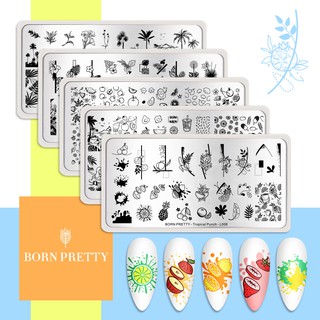 Born PRETTY แผ่นแม่แบบ ลายฉลุ รูปดอกไม้ ใบไม้ สําหรับตกแต่งเล็บ