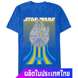 Tee เสื้อยืดสีพื้นคอกลม Star Wars Mens Falcon Speed Graphic T-Shirt discount Star Wars สตาร์ วอร์ส