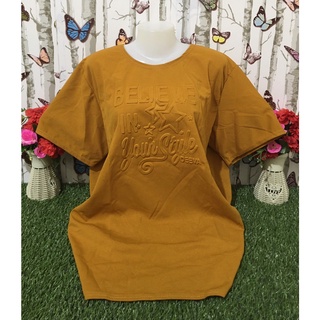 เสื้อยืดสาวอวบ  แฟชั่น เสื้อแขนสั้น คอกลม ลายการ์ตูนไซส์ใหญ่ เสื้อ สีพื้น #1390