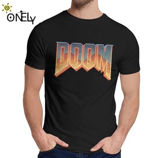 เสื้อยืดโอเวอร์ไซส์เสื้อยืดคอก ลมผ้าฝ้ายพิมพ์ลายกราฟฟิค Doom Video Game Homme สําหรับผู้ชายS-4XL
