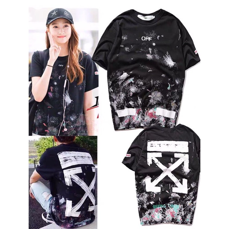 เสื้อ off-white galaxy brush tee ☄️👉🏻เลื่อนดูสินค้าจริง | Shopee Thailand