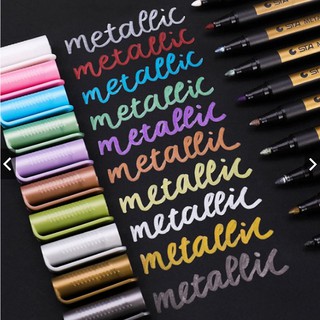 สินค้า 1 Piece Premium Metallic Markers Pens, Metal Art Permanent Medium-Tip, Rock Painting,Paint Markers for Ceramic Painting, Glass, DIY Craft, Gift Card Making