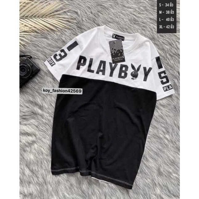 พร้อมส่ง-เสื้อยืดเพลบอย-เสื้อเพลบอย-playboy-เสื้อยืดราคาถูก-มีบริการเก็บเงินปลายทาง