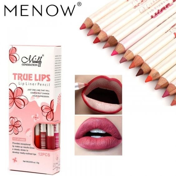กล่อง-12สี-ลิปดินสอ-เขียนขอบปาก-กันน้ำ-มีนาว-menow-true-lips-lip-liner-pencil