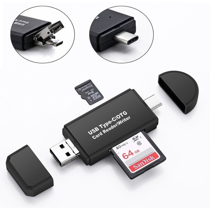 ภาพหน้าปกสินค้าSD/MicroSD(TF) Card Reader to Type-c / Micro USB / USB OTG adapter USB3.0 การ์ดรีดเดอร์ ตัวอ่าน SD card จากร้าน kittynarakshop บน Shopee