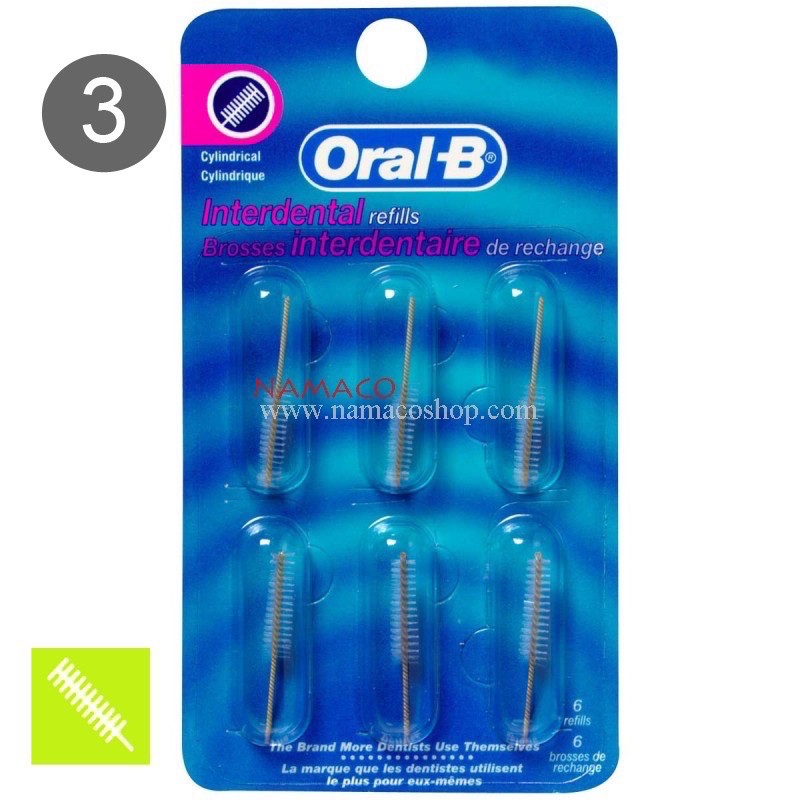 OralB แปรงซอกฟัน Interdental Brush handle 1 kit single side/interdental brush refill 6pcs/pack