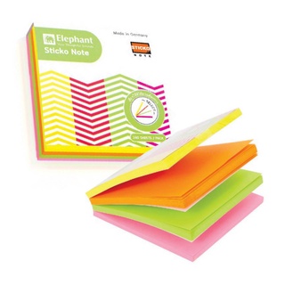 Elephant กระดาษโน๊ต กระดาษโน๊ตกาวในตัว นีออน 3x3 นิ้ว 160SH สีสันสดใส สีสะท้อนแสง มองเห็นชัดเจน โพสท์อิท (1ชิ้น)