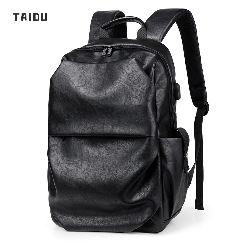 taidu-กระเป๋าเป้สะพายหลังผู้ชาย-pu-หนังแฟชั่นกระเป๋าเป้สะพายหลังกระเป๋าคอมพิวเตอร์ความจุขนาดใหญ่-waterproof