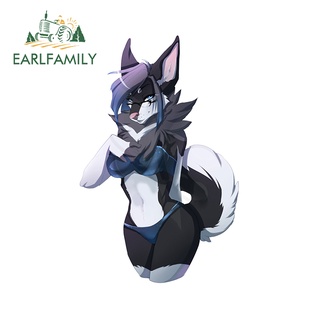 Earlfamily สติกเกอร์กันน้ํา ลายอนิเมะ Furry สําหรับติดตกแต่งกระจกรถยนต์ รถจักรยานยนต์ 13 ซม. x 8.7 ซม.