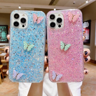 เคสโทรศัพท์ Tpu แบบนิ่มลายผีเสื้อกลิตเตอร์สําหรับ Samsung Galaxy A32 A12 A42 A10 A20 A30 A30S A50 A50S A70 A7 A6 Plus2018 S20 Fe A11 A31 A51 A71 A10S A20S Note 10 Plus Lite