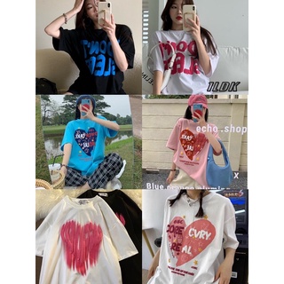 1LDK❤️พร้อมส่ง❤️เสื้อยืดแขนสั้นคอกลม โอเวอร์ไซด์สกรีนลายอักษรภาษาอังกฤษสามมิติ (92A）