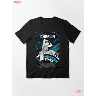 TSHIRTฝ้ายNew Modern Times Charlie Chaplin T-Shirt เสื้อยืด ดพิมพ์ลาย เสื้อยืดผ้าฝ้าย คอกลม cotton ความนิยม sale Unisexs