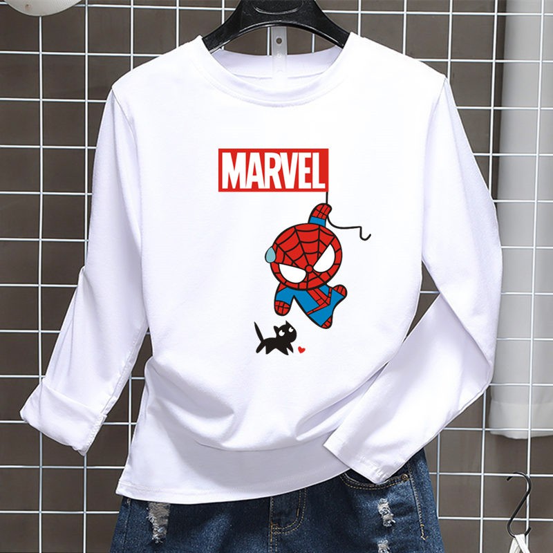 ราคาถูกที่สุด-ทันสมัยที่สุด-spiderman-ภาพการ์ตูน-เสื้อแขนยาว-เสื้อยืด-6สี-s-3xl