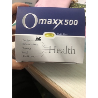 O3 MAXX 500mg วิตามินบำรุงขนสำหรับสัตว์น้ำหนักไม่เกิน 15 kg.  (น้องหมาพันธุ์เล็กและน้องแมว) 1แผง(10แคปซูล)