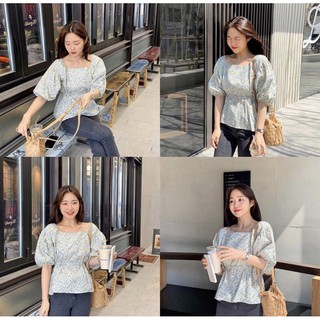 SALE Blossom blouse (ดอกฟ้าเขียว)