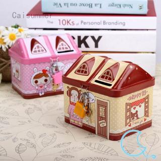 Caisummer  House Shape Saving Money Box Drop Resistance House Piggy Bank with Lock Storage Money Boxes