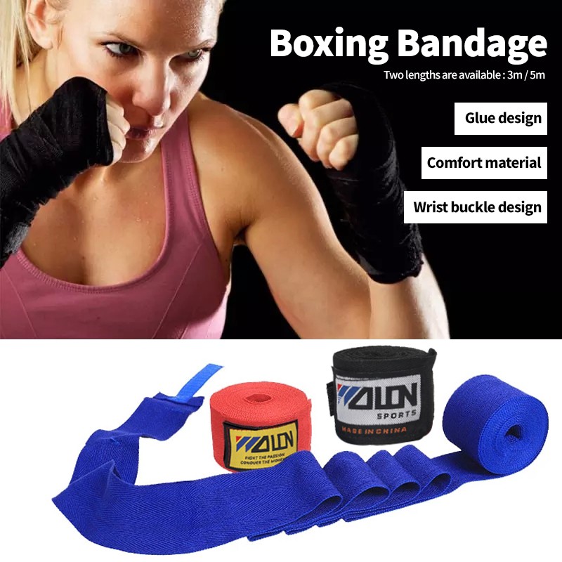 ภาพหน้าปกสินค้าผ้าพันมือชกมวย Boxing Hand Wraps ผ้าพันมือซ้อมมวย ยาว 3เมตร / 5เมตร จากร้าน komi_home บน Shopee