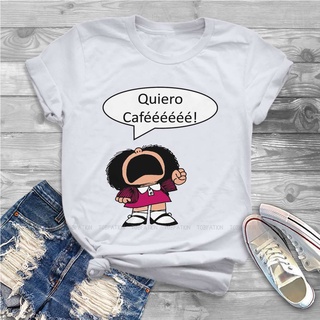 T-shirt  เสื้อยืด พิมพ์ลายการ์ตูนมังงะ Mafalda Quino น่ารัก สไตล์ฮาราจูกุ วินเทจ สําหรับผู้หญิงS-5XL