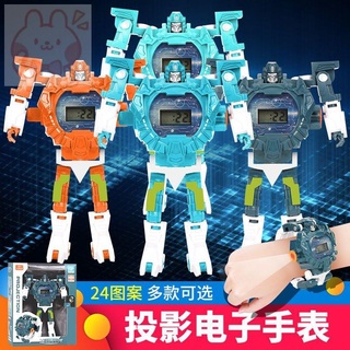 รถของเล่นเด็กหุ่นยนต์ของเล่นเด็ก▫☒เด็กชาย Dengeki กลายเป็นนาฬิกา Transformers ดูของเล่น หุ่นยนต์เปลี่ยนรูปการ์ตูน หุ่นยน
