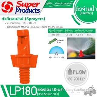 SUPER PRODUCTS หัวฉีดสเปรย์ 180 องศา ขนาดเกลียว 4 มม.(100หัว/แพ็ค) รุ่น LP180 (351-55182-100)