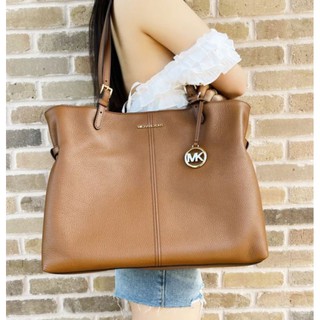 🎀 (สด-ผ่อน) กระเป๋าสะพาย ใบใหญ่ 15 นิ้ว สีน้ำตาล 35S0GYZT3L Michael Kors Lenox Large Carryall Tote Pebbled Leather