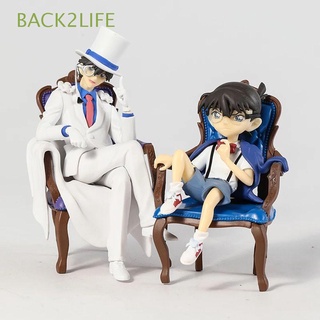 BACK2LIFE Kawaii Detective Conan Action Figure Collectible Anime Figures Model Toys Edogawa Conan Figures Toy Kaitou Kiddo Cartoon Doll Ornaments Desktop Decoration Q Version Dolls