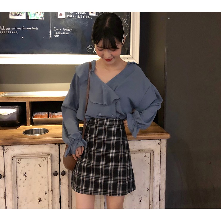 retro-plaid-skirt-korea-version