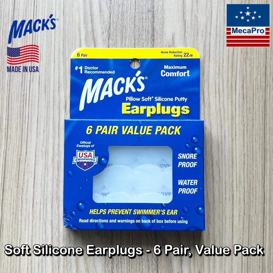 Mack's Pillow Soft Silicone Earplugs – 8 Pack (6 Pair Each) – Value Pack