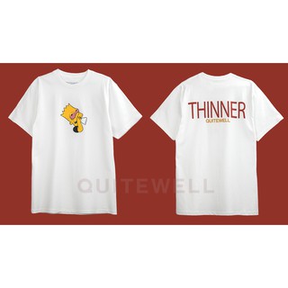 เสื้อยืดโอเวอร์ไซส์QWT69-2 THINNER WHITE ขาวS-3XL