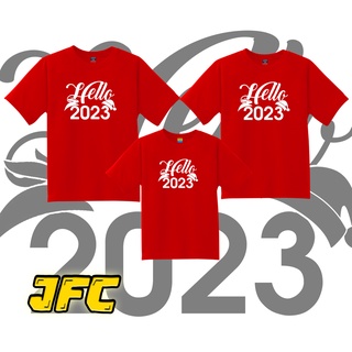 เสื้อยืดNEW YEAR HELLO 2023 (1) NEW TRENDING FAMILY T-SHIRT UNISEX COTTON