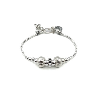 DSP สร้อยข้อมือเงินร้อยเม็ดบีท ชาร์มฟักทอง เงินแท้ 925: DSP 925 Sterling Silver Charm &amp; Bead Bracelet [CFS0001]