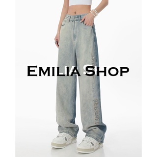 EMILIA SHOP กางเกงขายาว กางเกงเอวสูง สไตล์เกาหลี 2022 ใหม่ ES220141