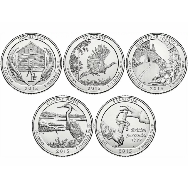 เหรียญควอเตอร์-ซีรีย์อุทยานแห่งชาติ-ปี-2015-5-เหรียญ