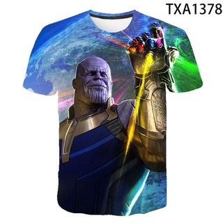 เสื้อยืดแขนสั้นลําลอง พิมพ์ลายการ์ตูนอนิเมะ Thanos แฟชั่นฤดูร้อน สไตล์สตรีท สําหรับเด็กผู้ชาย และเด็กผู้หญิง