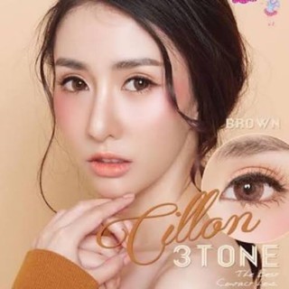 💟 Pretty Doll Little /Big Eye Cillon 3 Tone brown gray Contactlens บิ๊กอาย คอนแทคเลนส์ ราคาถูก แถมตลับฟรี