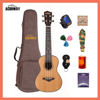 Acouway Ukulele concert tenor ukulele 24" 26" ukulele Ukelele Solid spruce top rosewood side&amp; back Italy Aquila string full closed machine head real OX-Bone