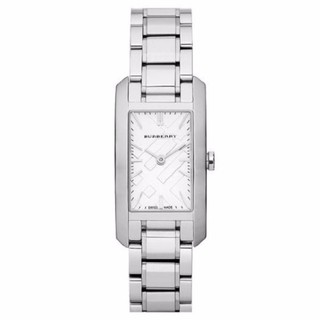 Burberry Check Engraved Rectangle Ladies-small Dial Stainless SteelWatch BU9500