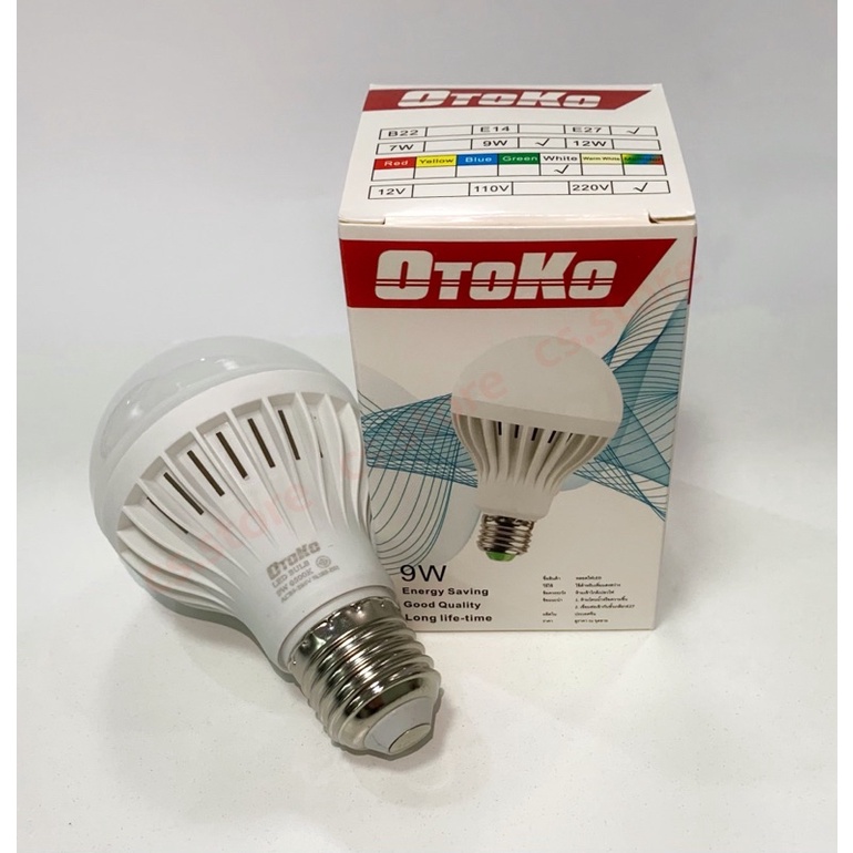 otoko-หลอดบับ-7w-9w-12w-หลอด-otoko-หลอดไฟ-led-ประหยัดพลังงาน-ขั้วเกลียว-e27-220v-50hz-แสงสีขาว