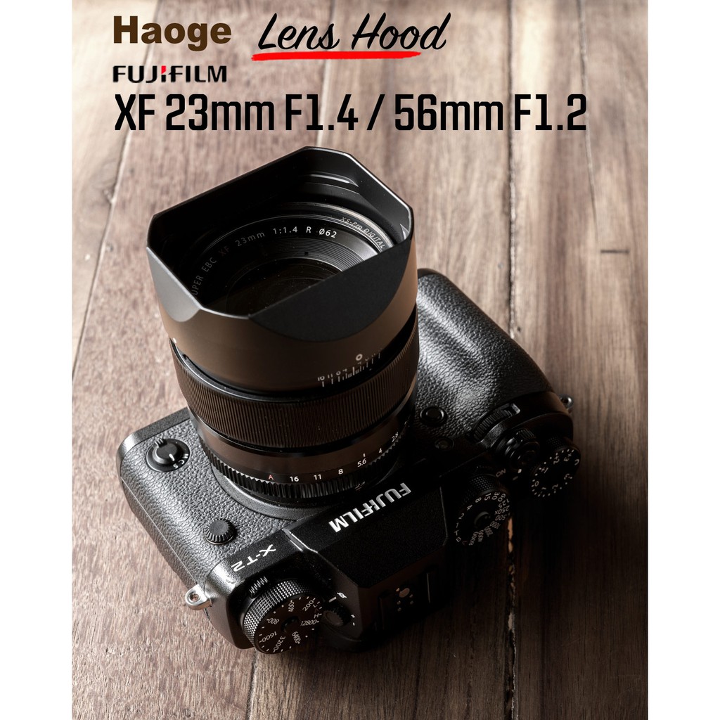 Paraluce Quadrato Haoge LH-X23B Per Obiettivi Fuji XF 23mm F1.4 E XF 56mm F1.2 - In Alluminio, Design A Baionetta