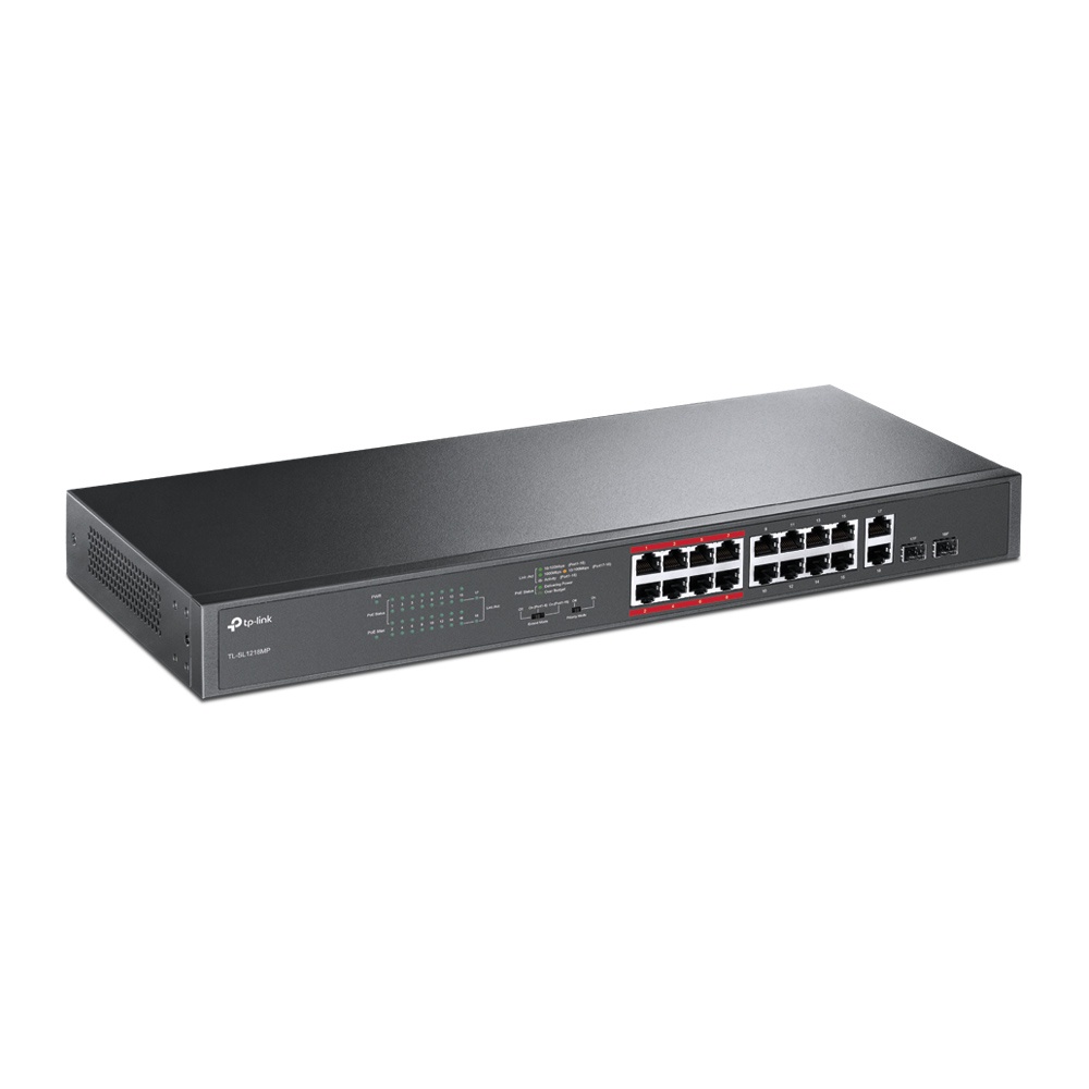 tp-link-sl1218mp-16-port-10-100-mbps-2-port-gigabit-rackmount-switch-with-16-port-poe-ของแท้-ประกันศูนย์ตลอดอายุการใช