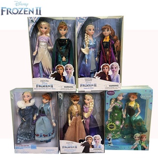 Frozen Disney Princes Doll Genuin Elsa Anna Dress Crown Snow Queen Figure Children Girl Toy Birthday Gift 33cm